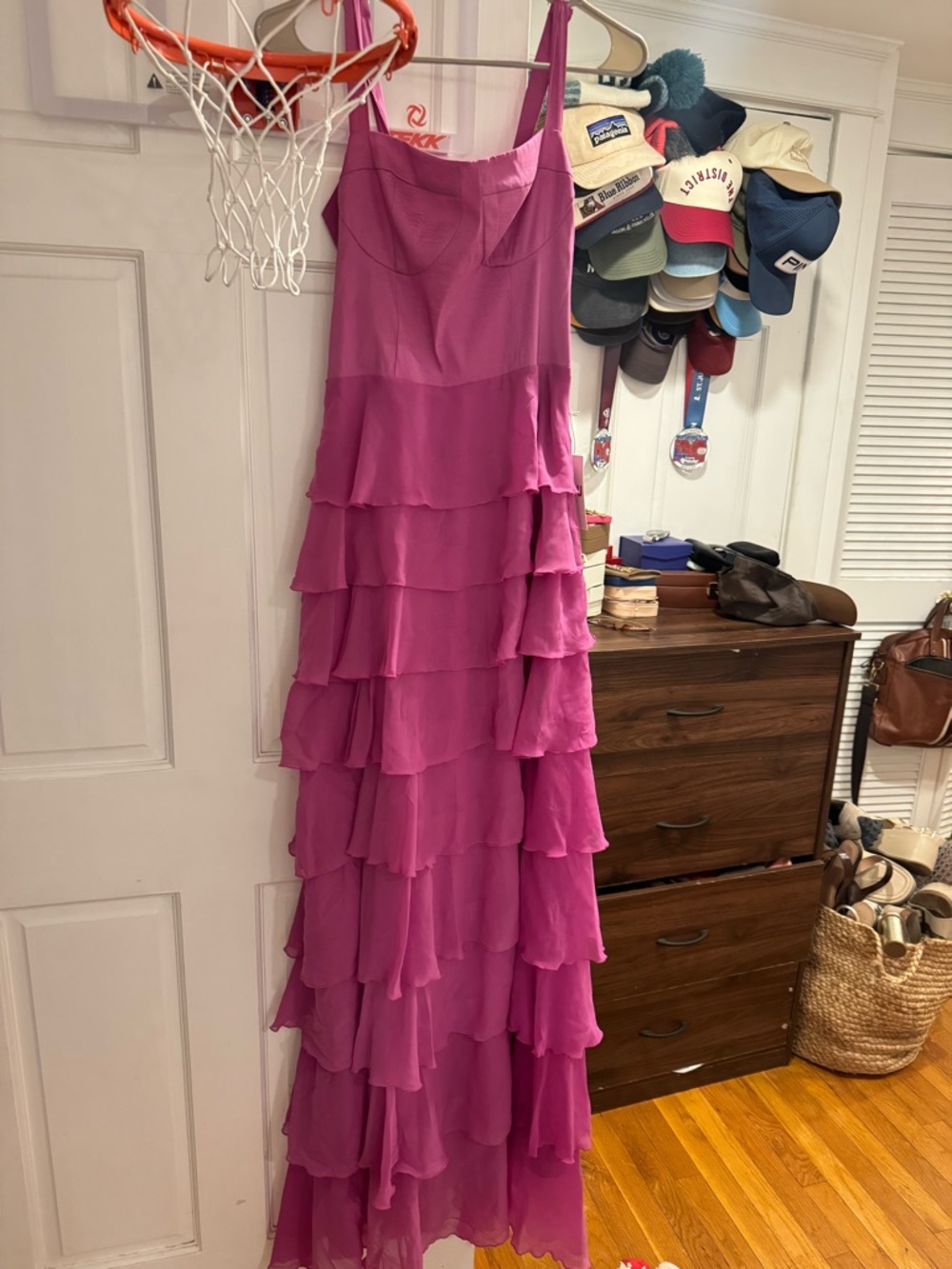 Show Me Your MuMu Fuchsia Tiered Ruffle Maxi Dress